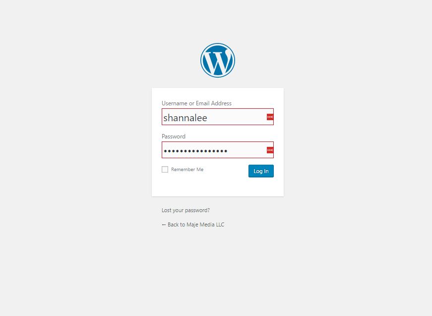 WordPress Login Screen