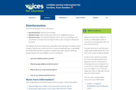 Voices For Vaccines Resource Pages