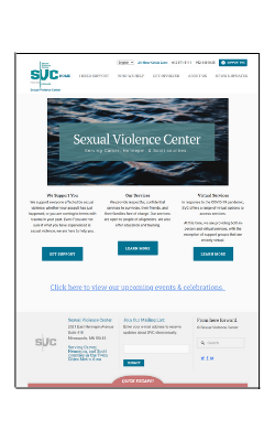 Sexual violence center old home page